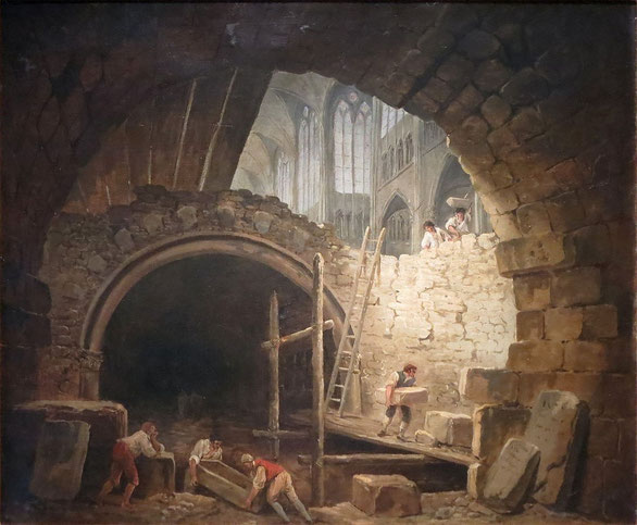 Hubert Robert. Violation de la crype des Bourbons.Musée Carnavalet. (Source : téléversé par O.Taris, Wikimedia)