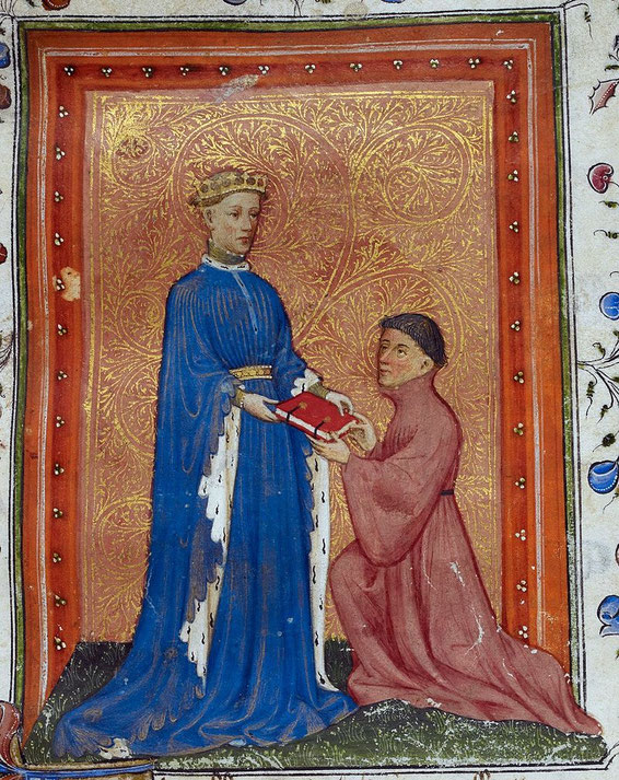 Henri V debout en prince de Galles.Image a été fournie par la British Library. Aussi disponible sur British Library.Inscription au catalogue: Arundel MS 38Ce band